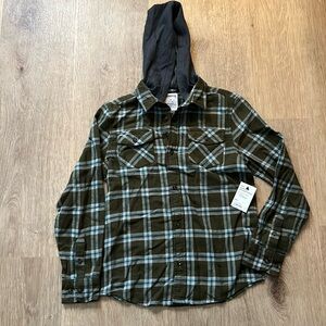Boys Hooded Flannel Shirt Size: M